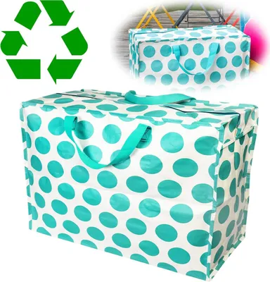 Produktbild von LS-LebenStil XXL Jumbo Bag Turquoise Spotlight 55cm ️ Recycled faltbar Einkaufstasche Unterbettkommode Aufbewahrungstasche Kleidung Bettdecken Kissen