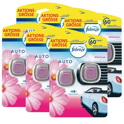 Produktbild von Febreze Auto Lufterfrischer Blütenhauch 2x2ml - Raumduft (6er Pack)