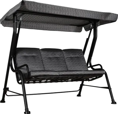 Produktbild von Hollywoodschaukel, 3-Sitzer Gartenschaukel, Verstellbares Sonnendach, Texteline Grau 200 x 120 x 170 cm