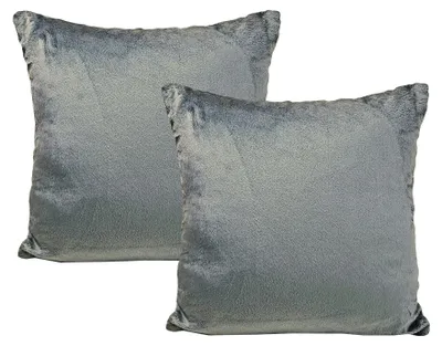 Produktbild von JACK 2er Set Teddy Flausch Kissenhülle Kissenbezug Dekokissen flauschig kuschlig weich, Farbe:Grau, Größe:45 x 45 cm