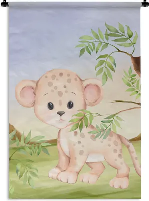 Produktbild von MuchoWow® Wandteppich Wandbehang Dschungel - Tiere - Jungtier 120x180 cm Tapisserie Dekoration Wandtuch - Schlafzimmer - Dekorationen für das Haus
