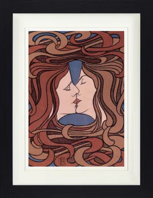 Obrázek produktu pro Peter Behrens Zarámovaný obraz s elegantním paspartováním | Obrazy na zeď | V rámu - Polibek, 1898 (40 x 30 cm)