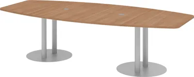 Produktbild von bümö Konferenztisch mittel KT28 - Nachbildung: Nussbaum, tischfuss: Säule in Silber