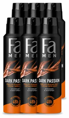 Produktbild von 6 x Fa Men Deodorant Spray Dark Passion 150 ml - Vorteilspackung - 6 Stücke