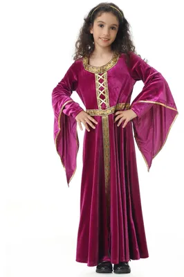 Prinzessinnenkostüm, Samt-Renaissance-Kleid, Mädchen, Rosa, M