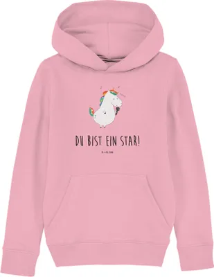 Produktbild von Mr. & Mrs. Panda Kinderpullover Einhorn Sänger 9-11 Jahre (134/146) - Baumwolle Pink - Geschenk, Hoodie, Pullover, Pulli, Sweatshirt, Unicorn, Einhörner, Sängerin, Party