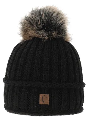 Produktbild von Faera Strickmütze mit Bommel Thermo-Fleece Beanie Modisch One Size