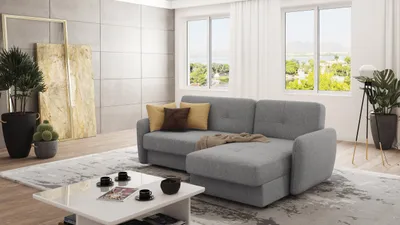 Produktbild von S-STYLE MÖBEL - Modernes Ecksofa Lento mit Ottomane und Schlaffunktion aus Grau Luxusmicrofaser - Ottomane rechts, B/T/H: 232 cm/ 147 cm/ 83 cm