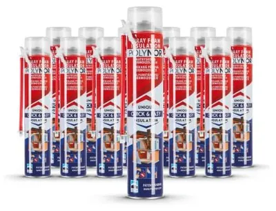 Produktbild von POLYNOR PUR-Wärmedämmung in der Dose HOME - Sprühbare Wärmedämmung - Polyurethan-Dämmschaum - Dämmung von Wänden, Dächern, Decken, Rohren - Aerosol 750 ml