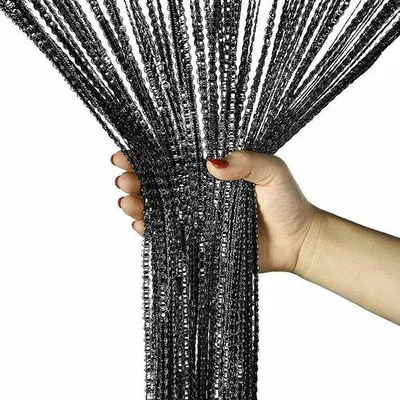 Zdjęcie produktu dla Unyqoos® Zasłona przeciwko owadom z koralików, 91 x 200 cm, czarna, wykonana z poliestru z frędzlami – przewiewna zasłona do drzwi, która chroni przed owadami i stanowi element dekoracyjny