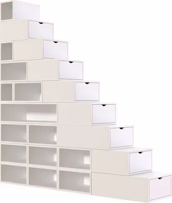 Produktbild von Holz Treppenregal Weiß 225 cm hoch, 50 cm breit, 25 cm tief, 120 kg Tragkraft