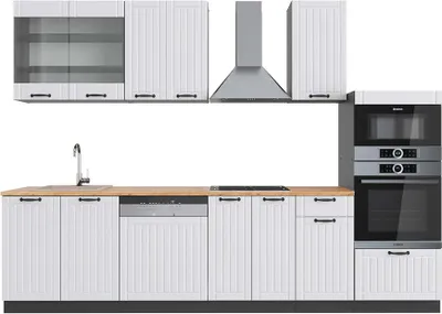 Produktbild von Küchenzeile Vicco Fame-Line Weiß Landhaus/Anthrazit 300 cm mit Hochschrank, AP Eiche, Model 42421