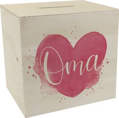 Produktbild von Oma-Herz Spardose aus Holz mit Spruch Oma