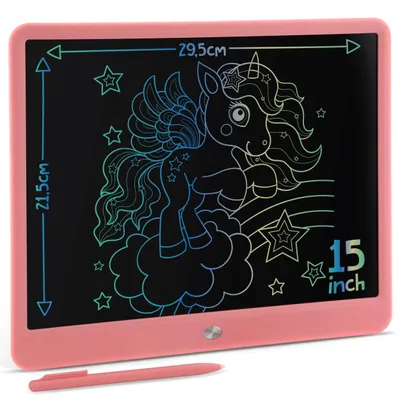 Produktbild von Joya Creative Digitales Zeichenbrett 15 Zoll Rosa – LCD Zeichentablett für Kinder mit Löschfunktion