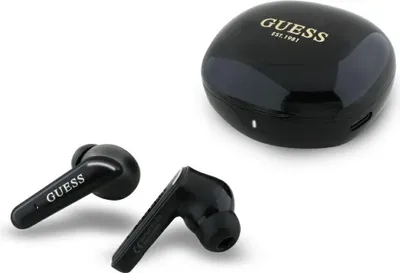 Zdjęcie produktu dla Bezprzewodowe słuchawki douszne TWS Guess Flat Classic Logo Electroplated czarne