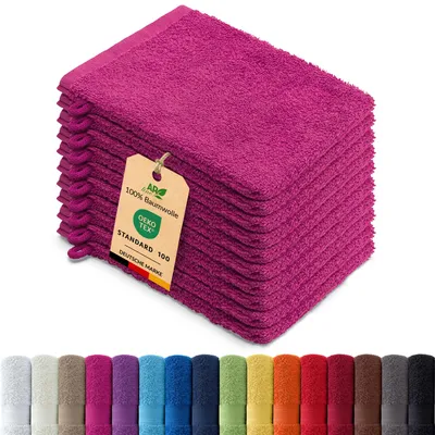 Produktbild von 10er-Set ARIZONA Handtuch-Serie von AR Line – 100% Baumwolle, 500 g/m², 10er-Set Waschhandschuhe 15x21 cm, Pink