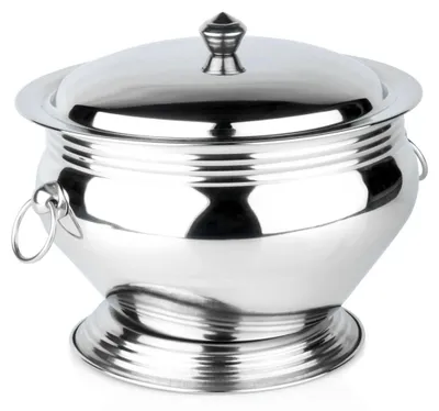 Produktbild von Suppenterrine aus Edelstahl mit Deckel, 5 Liter Fassungsvermögen