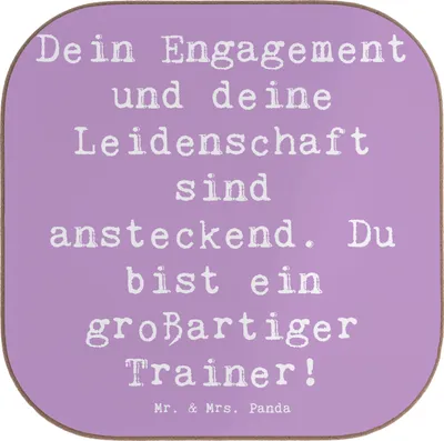 Produktbild von Mr. & Mrs. Panda Untersetzer für Gläser Spruch Großartiger Trainer - Lavendeltraum - Geschenk, Holzuntersetzer, Danke sagen, Bedanken, Coaster, weinflaschenuntersetzer
