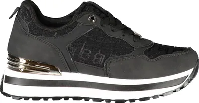 Produktbild von Eleganter schwarzer Damensneaker mit Plateau und kontrastierenden Details