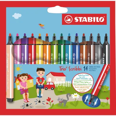 Obrázok produktu pre STABILO Trio Scribbi, 14 farba/farieb, Viacfarebný, Vlákno, 2 mm, Viacfarebný, Trojuholník