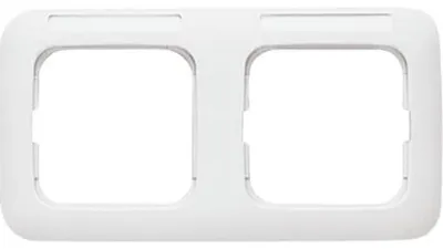 Imagen del producto de Marco BJ Reflex SI, modelo 1732NS-214, de doble interruptor, color blanco alpino, con espacio para etiquetas, horizontal