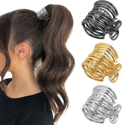 Image de PROPOG Pince à cheveux en métal pour femme en or, argent, noir