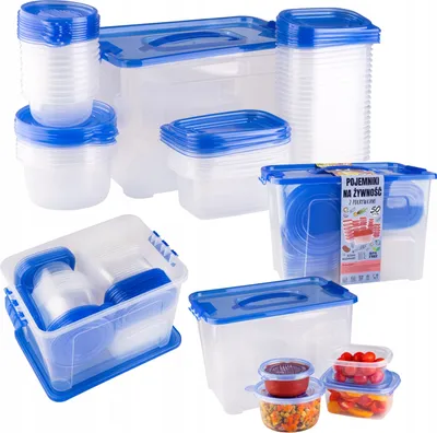 Zdjęcie produktu dla SuperButelki - Zestaw pojemników MULTIBOX, 50 sztuk, 250ml, 280ml, 700ml, 750ml, 11,4l, organizery na żywność z pokrywkami, szczelność i porządek!