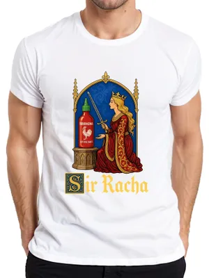 Produktbild von Sir Racha Sriracha Hot Sauce Königin Schwert Statement Sarkasmus Herren T-Shirt, Weiß, XL