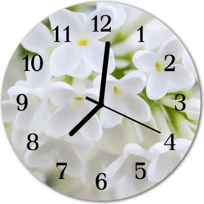 Produktbild von Glasuhr Wanduhr Küchenuhr Echt-Glas 30fi cm Blumen weiß