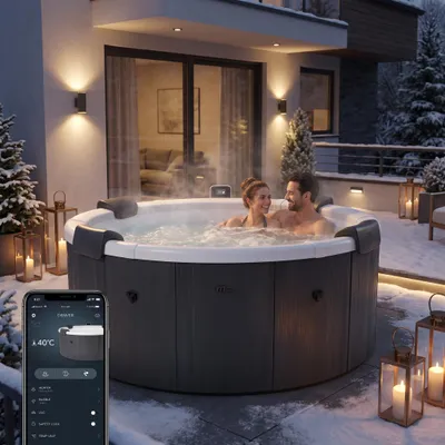 Produktbild von Miweba Whirlpool MSpa Frame Denver | 6 Personen - Outdoor Pool - Feste Außenwand - 130 Massagedüsen - Ganzjähriger Einsatz - Winterfest - 182x182x70cm
