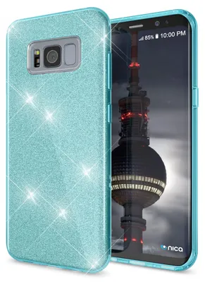 Image de Housse Samsung Galaxy S8 Housse téléphone portable par NALIA, Slim Case Cover pailletée Turquoise