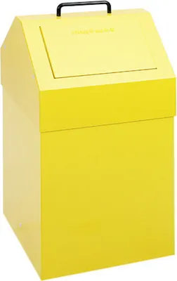 Produktbild von Abfallsammler mit selbstschließender Einwurfklappe | 45 Liter, HxBxT 64x33x31cm | Feuer- & Geruchshemmend | Signalgelb