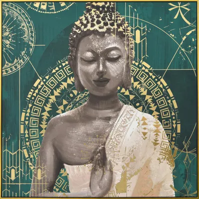 Produktbild von ArtUniverse Leinwandbild Meditierender Buddha 102,5 x 102,5 cm