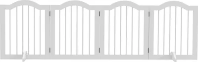 Produktbild von Faltbares Hunde-Absperrgitter, 4 Paneele, für Treppen, Flure, Türen, MDF/Massivholz, Weiß