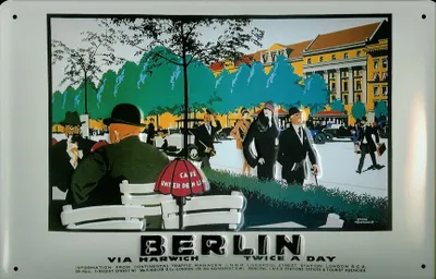 Produktbild von Blechschild Nostalgieschild Berlin Via Harwich