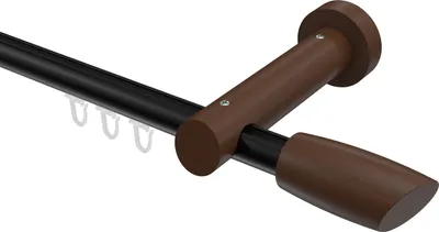 Produktbild von Interdeco Innenlaufstange / Gardinenstange mit Innenlauf Schwarz / Nussbaum lackiert, Typ Talent Etta (Ellipse Schräge), 20 mm Ø 1-läufig, 320 cm