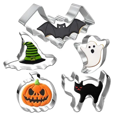 Immagine prodotto di Set di tagliabiscotti Halloween zucca gatto fantasma strega cappello pipistrello