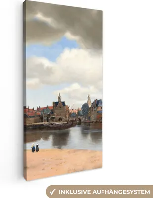 Obrázek produktu pro OneMillionCanvasses® - Obraz na plátně - Pohled na Delft - Obraz od Johannes Vermeer, nástěnná malba, nástěnné dekorace obrazy obývací pokoj, 40x80cm