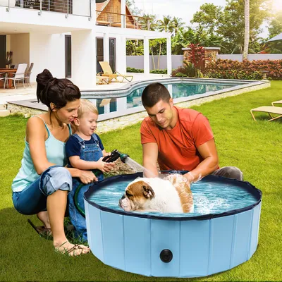 Produktbild von Hundepool 160*30CM PVC Faltbarer Kinderpool Kleber Schwimmbad Planschbecken