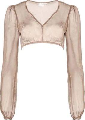 Produktbild von MarJo Dirndlbluse Salching beige Größe 40 Langarm V-Ausschnitt transparent