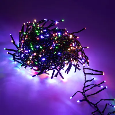 Produktbild von LED Lichterkette bunt für Außen mit Timer und Netzstecker - 384 LED / 4,9 m - Weihnachts Dekobeleuchtung multicolor mit 8 Funktionen
