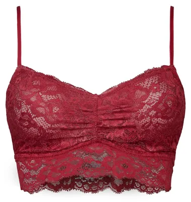 Produktbild von Snocks Spitzen BH - Damen Bustier Spitze, Ohne Bügel, Verstellbare Träger, Elastischer Bund - Angenehm Weiche Material, Sinnliches Design - Gr. S - Farbe Dunkelrot