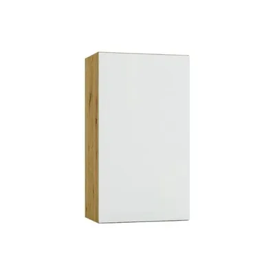 Productafbeelding van Keukenwandkast 40 cm - Eikenhout "Artisan" en asgrauw - Modulaire keuken - Keukenkast - Universele frontmontage
