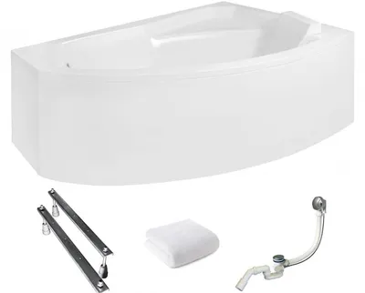 Produktbild von Aqua For You | Besco Badewanne Rima - 130x85 Cm - Antibakterielle Beschichtung - Acrylbadewanne - Mit Ständer - Eckbadewanne