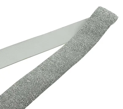 Gummiband Karneval Fasching Glitzer silber