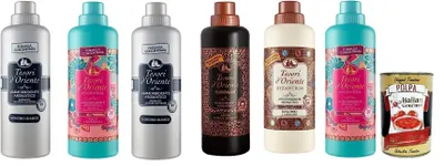 Produktbild von Testpaket Tesori d'oriente weichspüler softener Muschio Bianco Fiori di loto Ayurveda Hammam Byzanthium Japanese Rituals 6x 750ml + Italian Gourmet polpa 400g