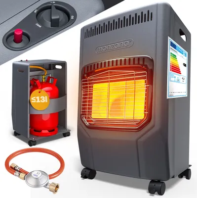 Produktbild von MONZANA® Gasheizung GH4500 Innenräume 4200W Gasofen 3 Heizstufen inkl. 50cm Gasschlauch Gasdruckregler Keramikheizplatten Camping Gasheizofen mobil