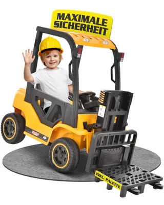 Produktbild von Kinder Gabelstapler 52108 Gelb mit Fernbedienung bis 6 km/h | 2x40W | Radio, USB & BLuetooth | mit Licht
