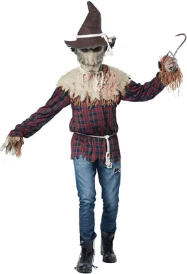 Produktbild von Gefährliche Vogelscheuche Kostüm für Halloween braun-rot S/M