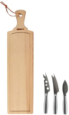 Obrázok produktu pre Sada na syr Boska Amigo/so syrovou doskou a tromi nožmi/drevo/nerezová oceľ/hnedá/strieborná / 445 x 110 x 15 mm